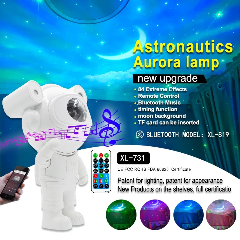 Upgraded Kids Star Starry Nebula Moon Ceiling Astronaut Projector Astronaut Night Light with Bluetooth Speaker