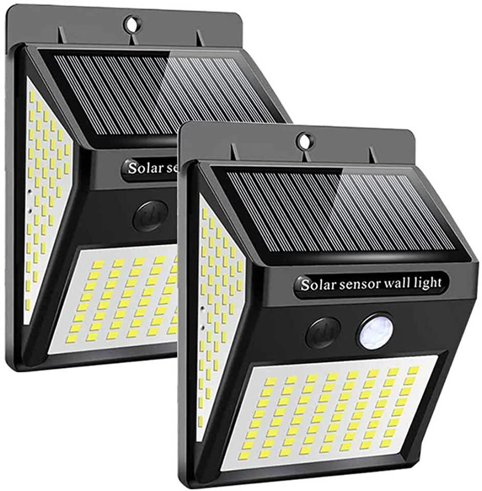 Super Bright Outdoor IP65 Waterproof 300 Degree Wide Angle Lighting PIR Motion Sensor 144 LED Solar Powered Security Wall Light