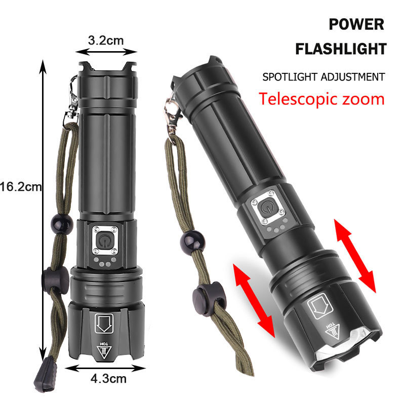 Portable Input Output 5Modes Lighting Zoomable Rechargeable Handheld Long Range 650M White Laser LED Tactical Torch Flashlight