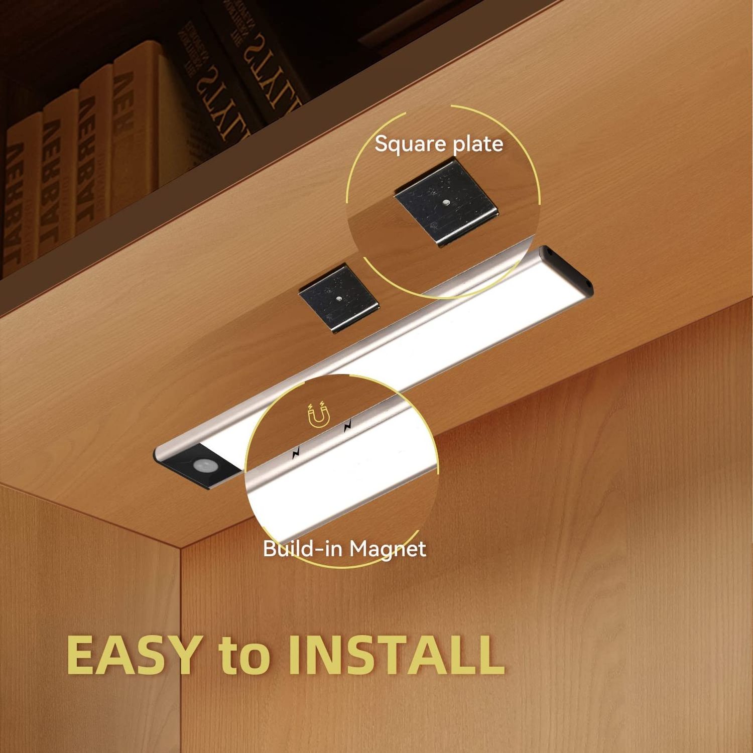 PIR Motion Sensor Light LED Night Lamp Wireless Wall Light USB Rechargeable Kitchen Cabinet Corridor Night Light for Bedroom 90