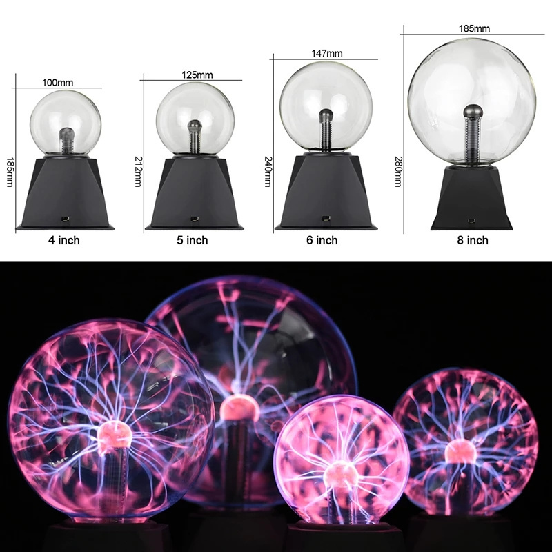 Custom Usb Powered Plasma Lamp Nebula Sphere Globe Creative Plasma Ball 8 Inch  Electric Plasma Light