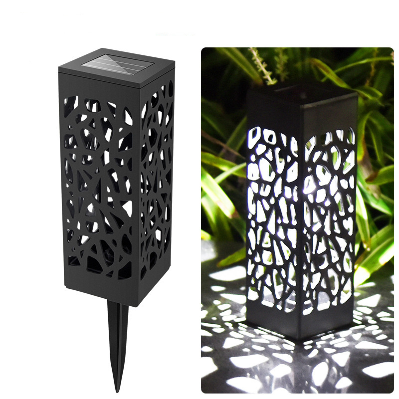 Outdoor Waterproof Wireless Landscape Security Stake Bollard Hollow Out Lamp Path Pathway Automatic 1 LED Solar Garden Lights