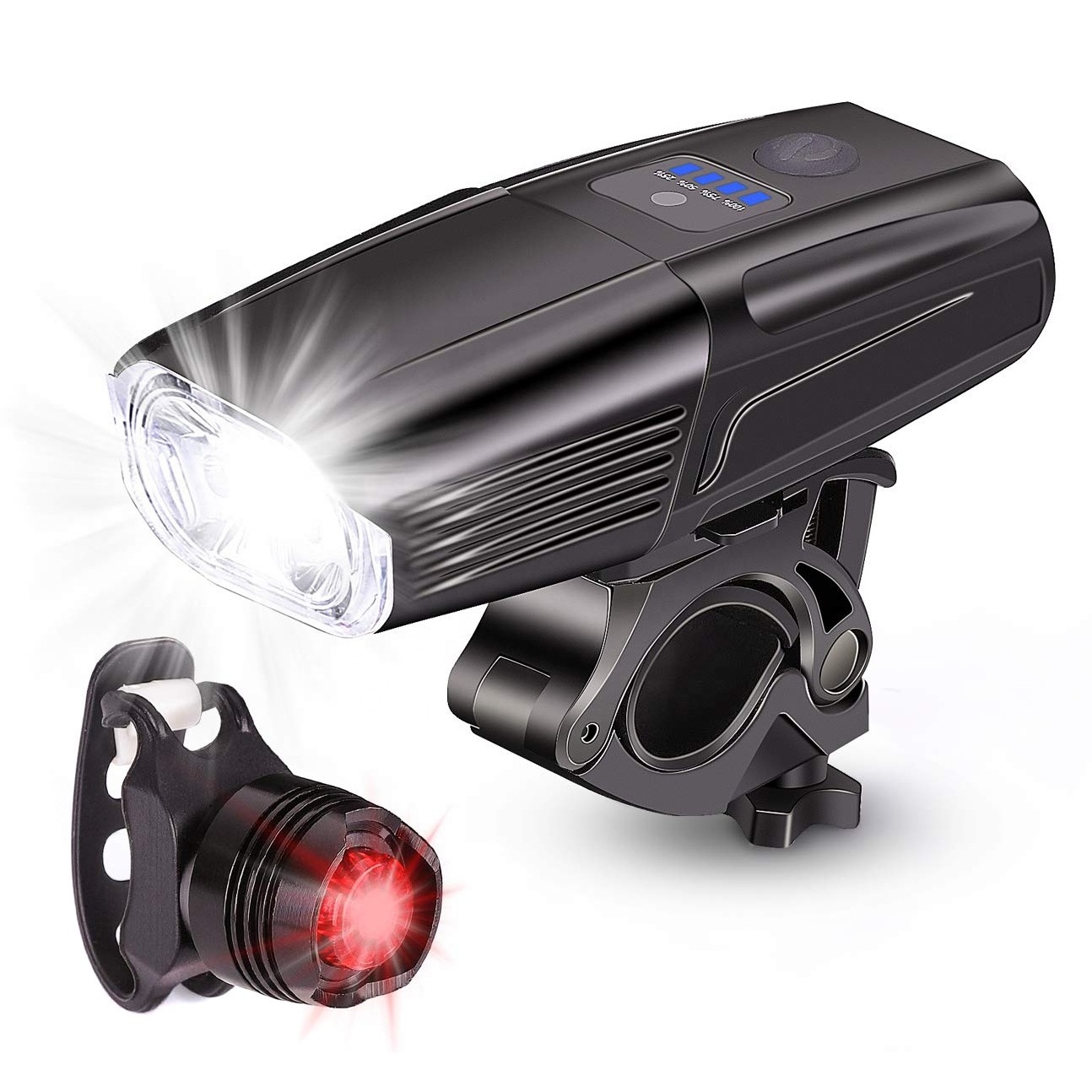 IPX6 Waterproof 4000mAh Battery USB Charging Smart Sensor Bicycle Headlight Tail Combo Set Lamp 1000Lms 2*T6 LED Bike Light