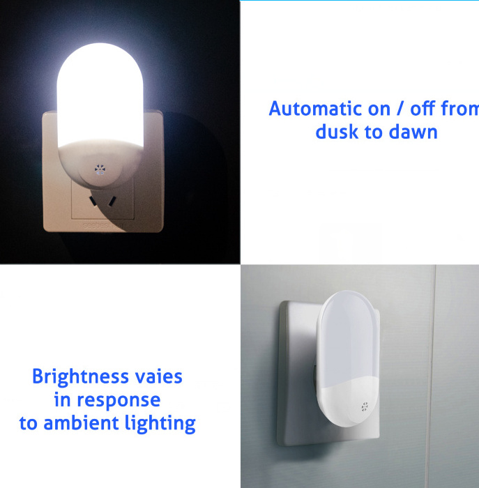 Smart Dusk to Dawn Sensor Automatic Mini Warm White LED NightLight Plug-in Led Night Light for Bedroom Bathroom Toilet Stairs