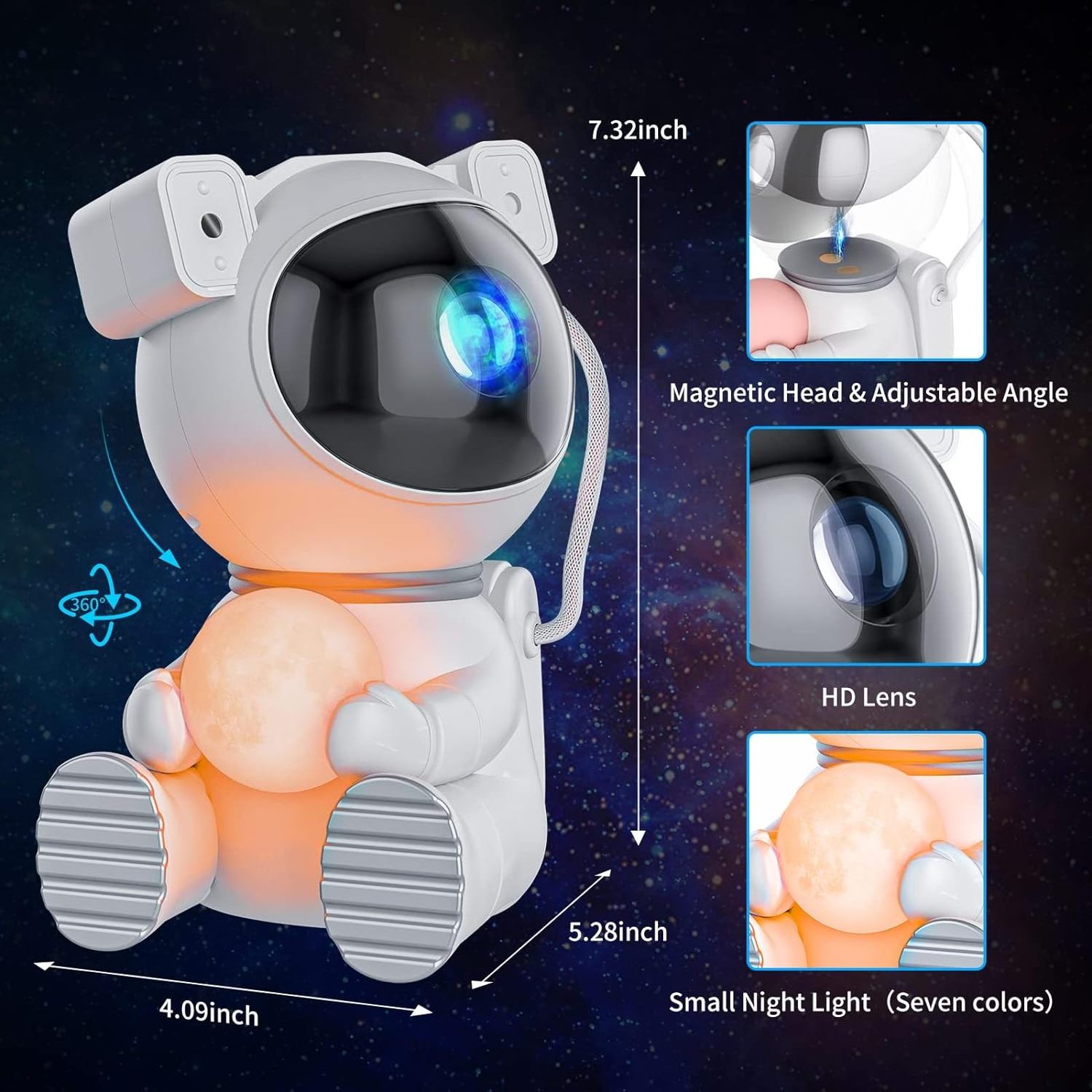 Star LED Nebula Spaceman Smart Home Night Light Galaxy Astronaut Projector Light with Moon Lamp for Kids Room Decor Party Gift