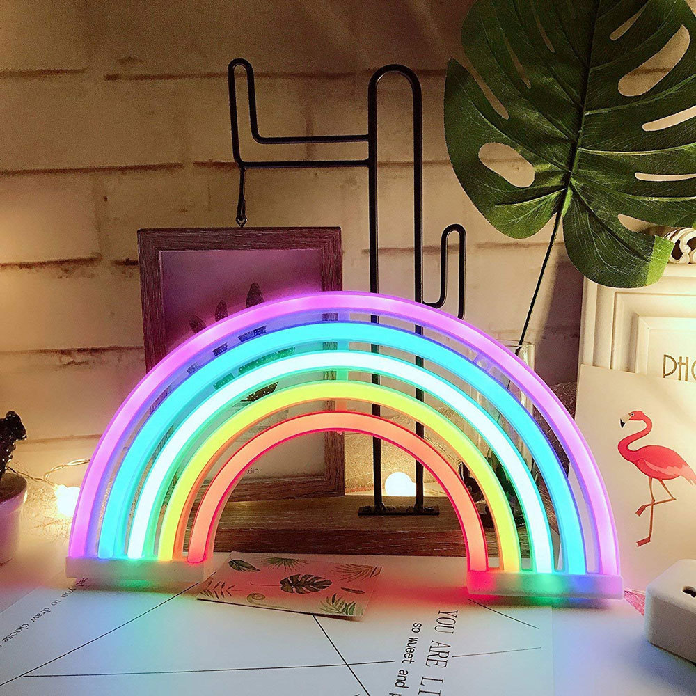 3AA Or USB Charging Rainbow Led Wall Lamp Home Party Birthday Bedroom Bedside Table Decoration Light Gifts LED Neon Light