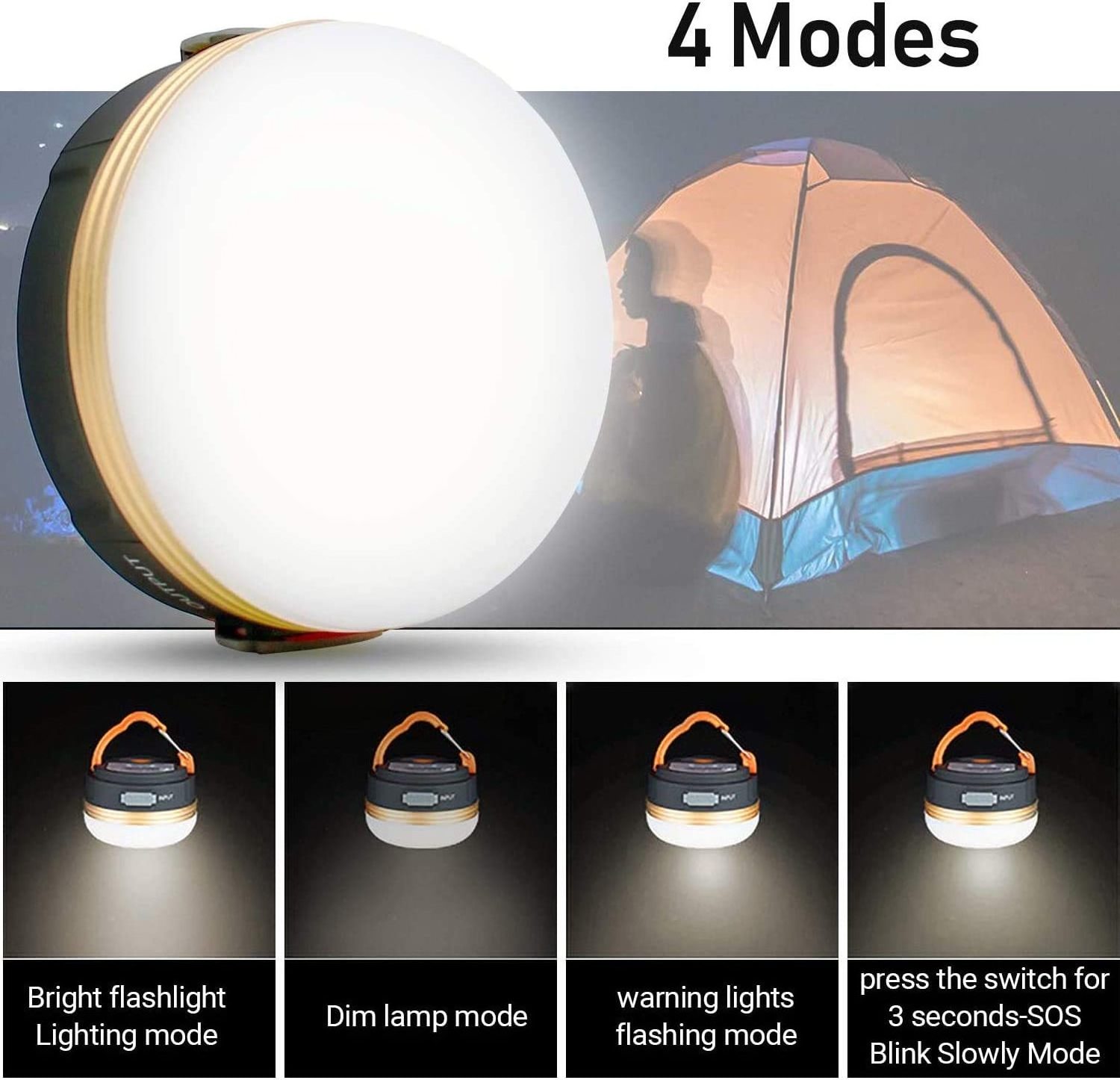 USB Rechargeable Ultra Bright led Camping Light Outdoor Tent Lantern Lamp Portable Collapsible Hanging Small Camping Lantern