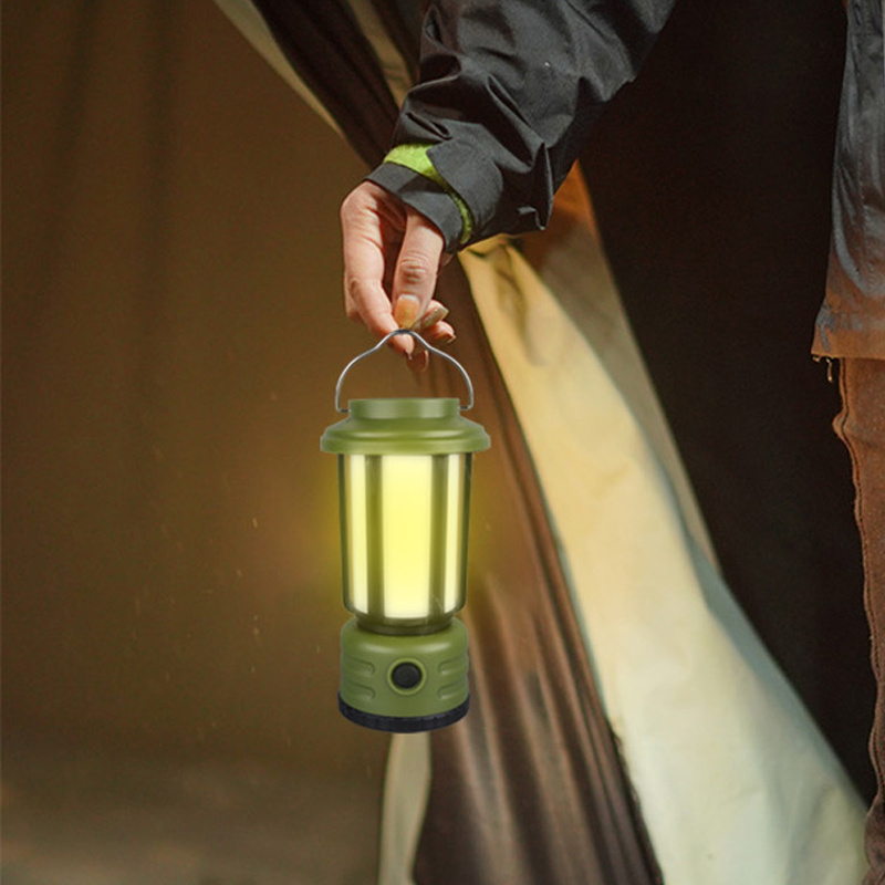 Mini Retro Atmosphere XPE LED USB Rechargeable or 3AAA Battery Outdoor Flashlight Camping Lantern Light with Hook