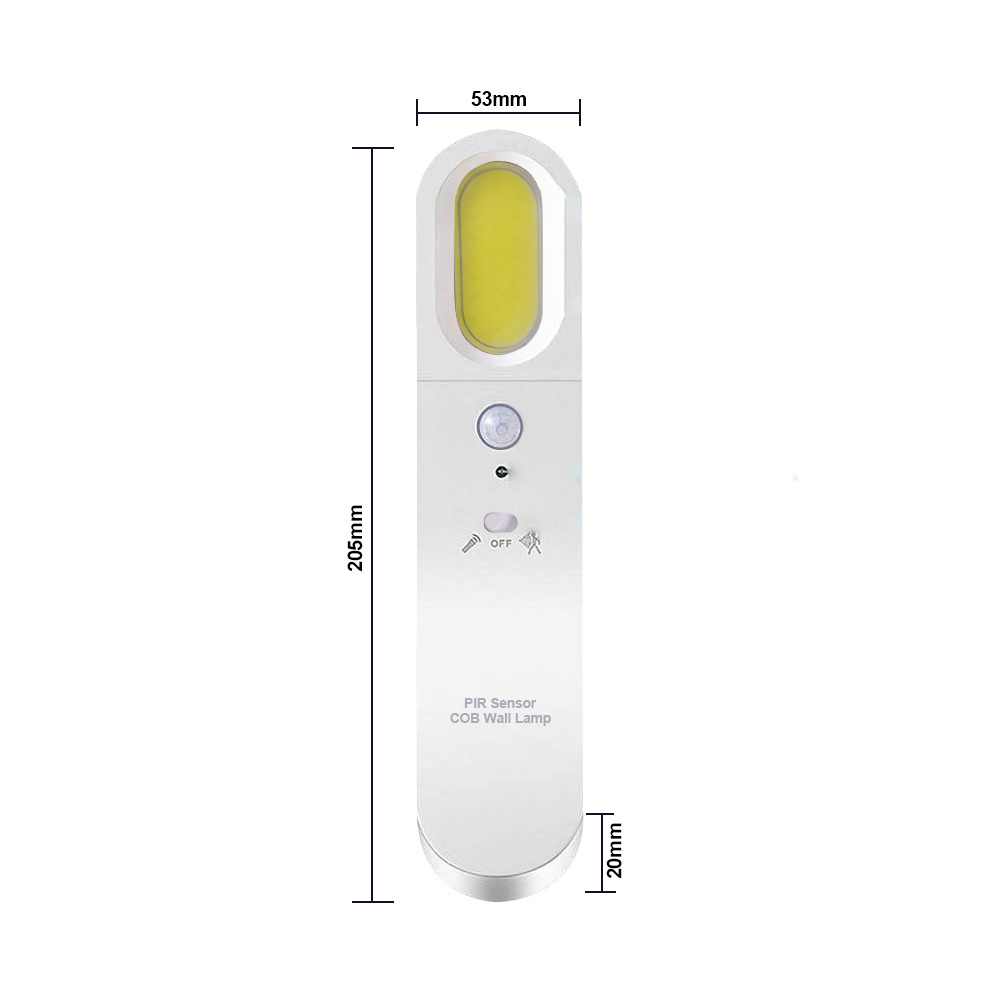 Portable Handheld Wireless USB Rechargeable PIR Motion&Lighting Sensor Wall Lamp Rotation 3W COB Led Night Light with Base