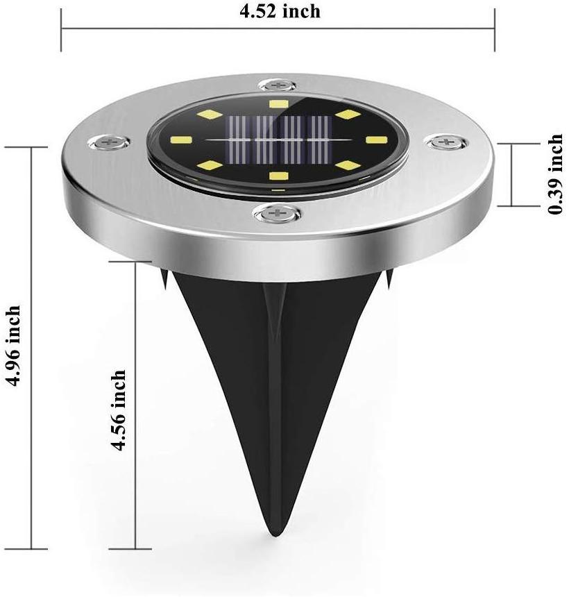 Stainless Steel Warm Cold White Lighting Waterproof Outdoor In-Ground Flood Lamp Solar Powered Disk 4/8/12 Led Ground Light