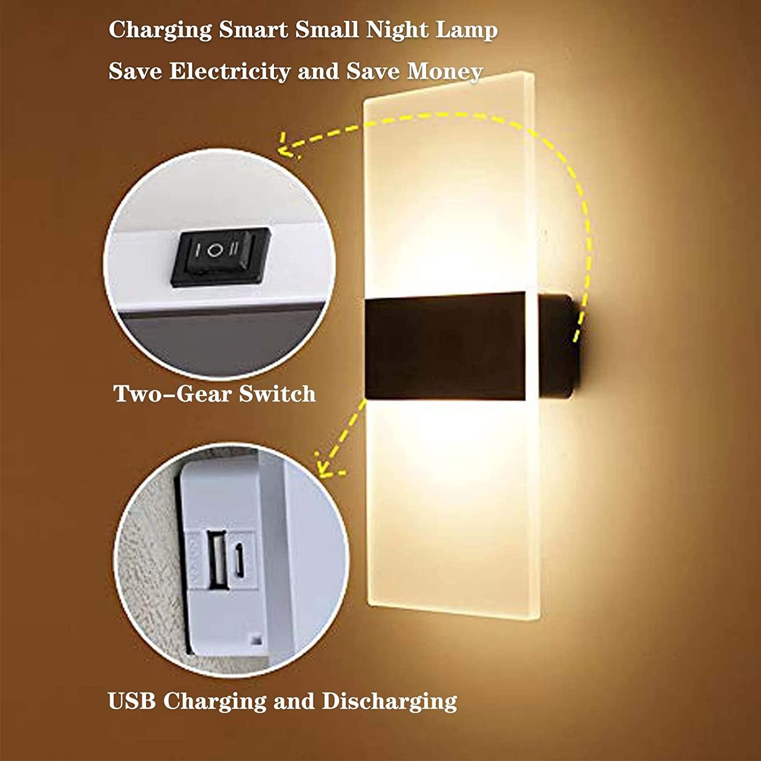 Indoor Magnetic Mounted USB Rechargeable Touch or PIR Motion Sensor Night Light Decorative LED Sconce Bedside Wall Lamp PS Modem