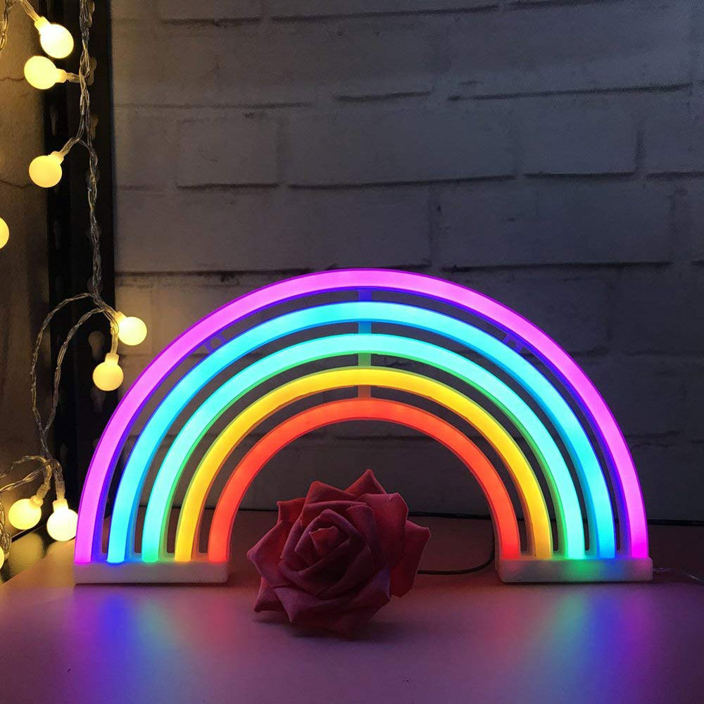 3AA Or USB Charging Rainbow Led Wall Lamp Home Party Birthday Bedroom Bedside Table Decoration Light Gifts LED Neon Light