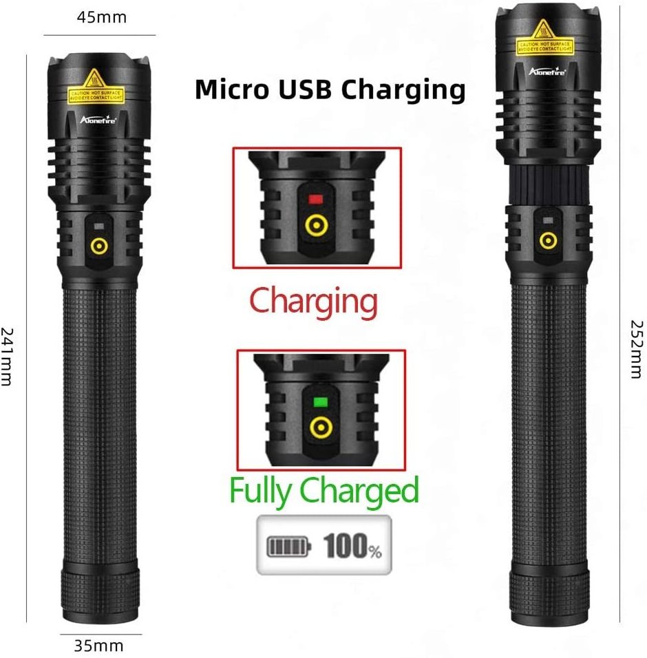 Custom High Lumens Most Powerful USB Rechargeable Zoomable 5 Modes Tactical XHP90 LED Flashlight  for Camping Emergency Hiking