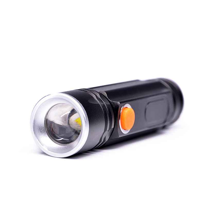 Portable USB Rechargeable Flash Light Zoom Hook Magnetic COB Tactical LED Torch Small LED Flashlight with Stand