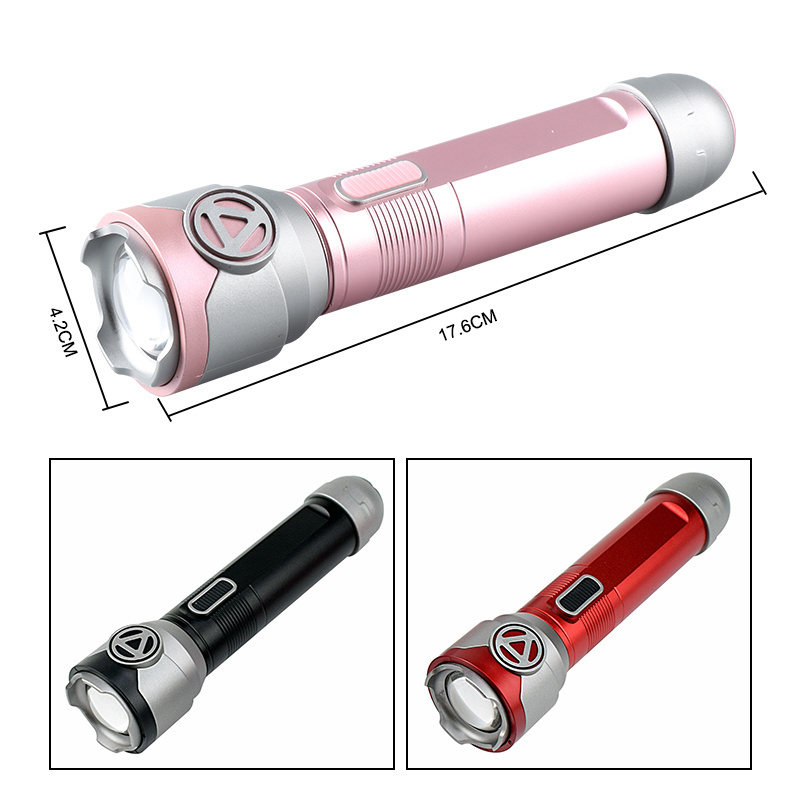 New Design 3Modes Bright Small Flash Light Rechargeable Zoomable Aluminium O s ram Flashlight for Camping Gifts