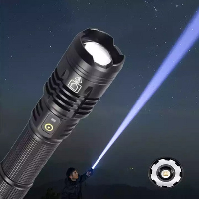 New Zoom Rechargeable Tactical Throwing Torch Light Lep Super Bright High Power Long Range White LED Flashlight