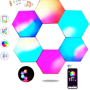 APP Control 16 Million Colors Changing Modular DIY Geometry Splicing Night Light Smart LED Wall Lamp Hexagon Lights for Gaming