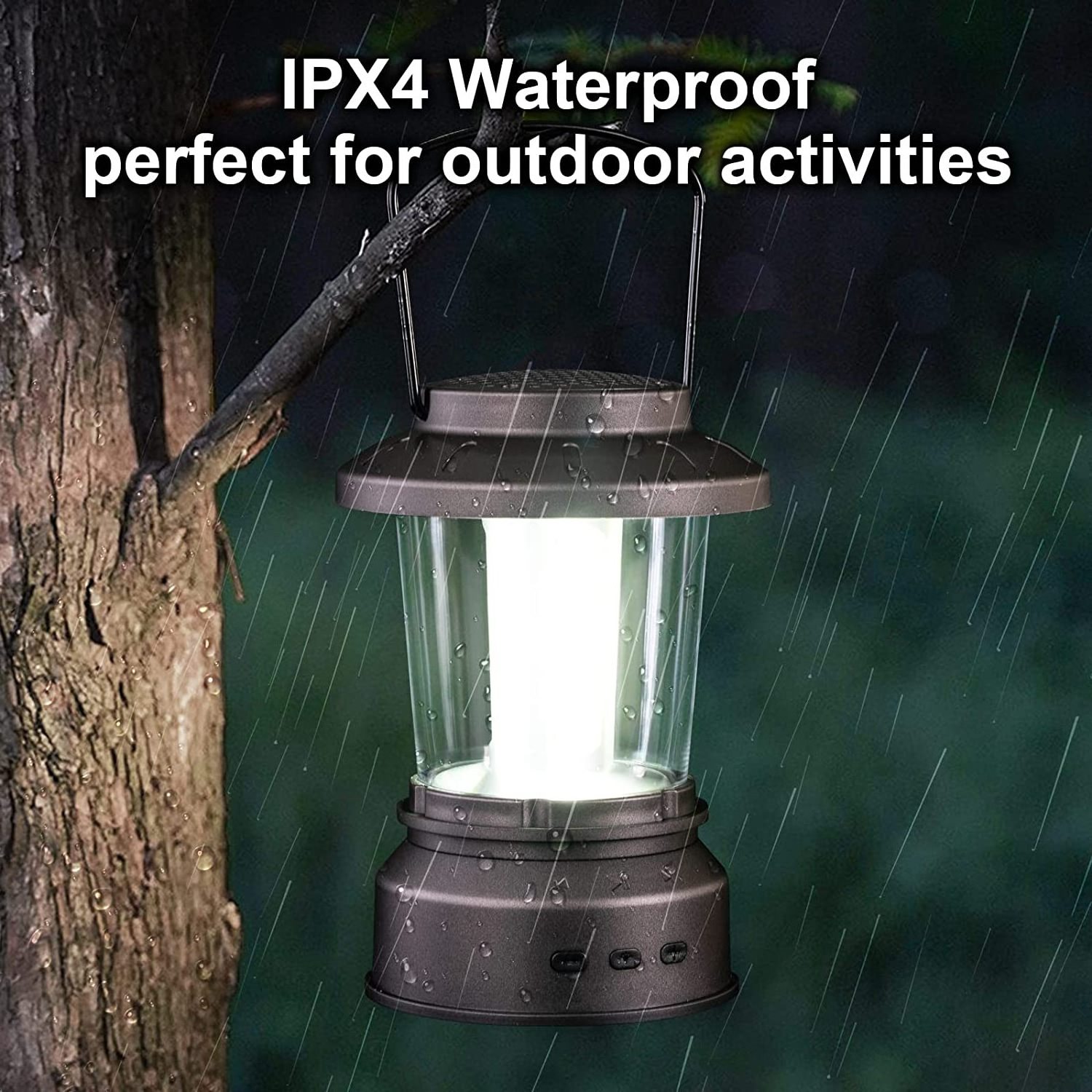 Portable Input Output 2 Light Modes LED Electric Lamp Built in 2500mAh Battery Camping Lantern with Bluetooth Speaker