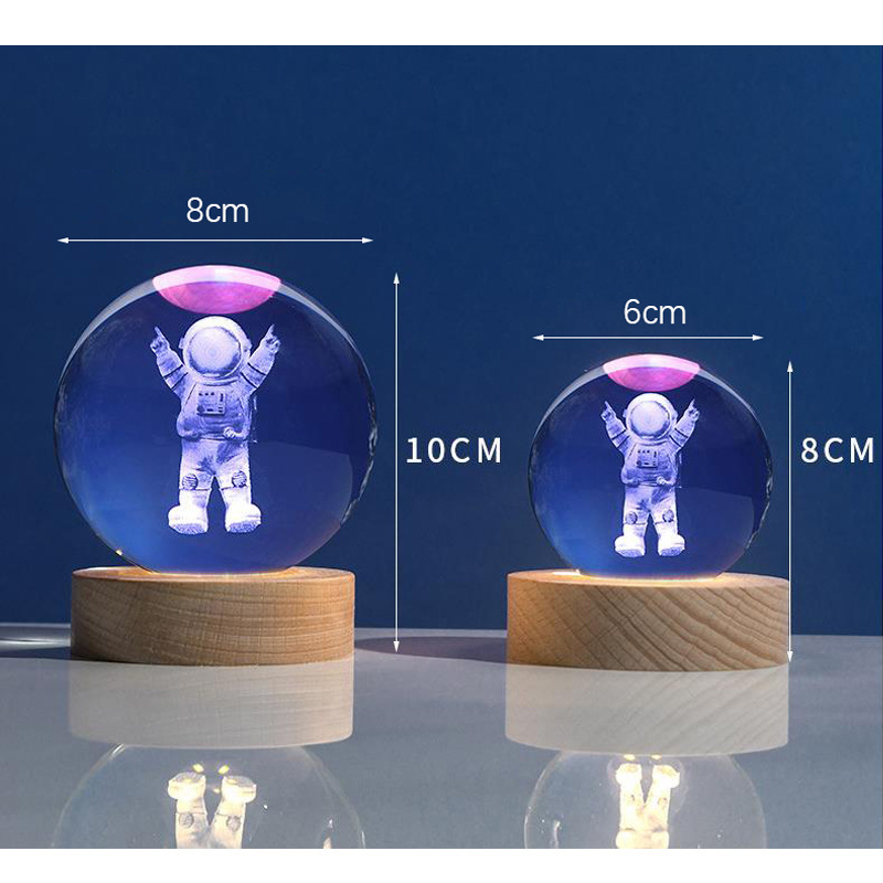 USB Power Kid Gift Lamp Galaxy Astronaut Warm RGB LED Bedside Desktop Nightlight Crystal Ball Night Light for Bedroom Decor