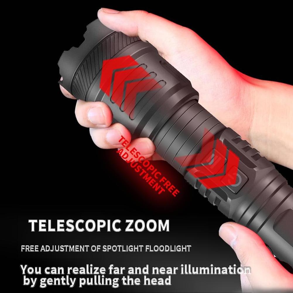 Super Bright Powerful Strong Aluminum Alloy Torch Hand Lantern XHP70 XHP160 White Laser LED Flashlight With Clip