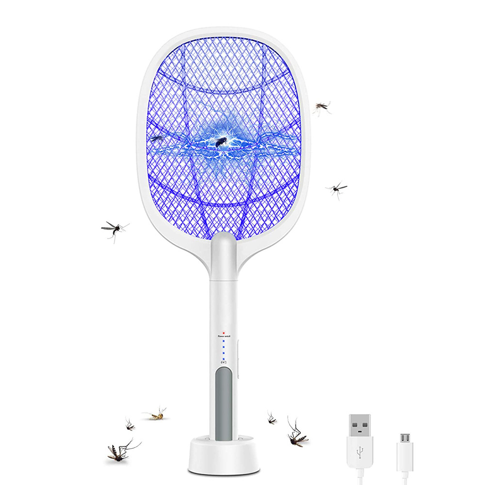 Built in 1200mAh Battery USB Rechargeable Bug Zapper Racket Large Electric Fly Swatter Mosquito Killer for Indoor and Outdoor