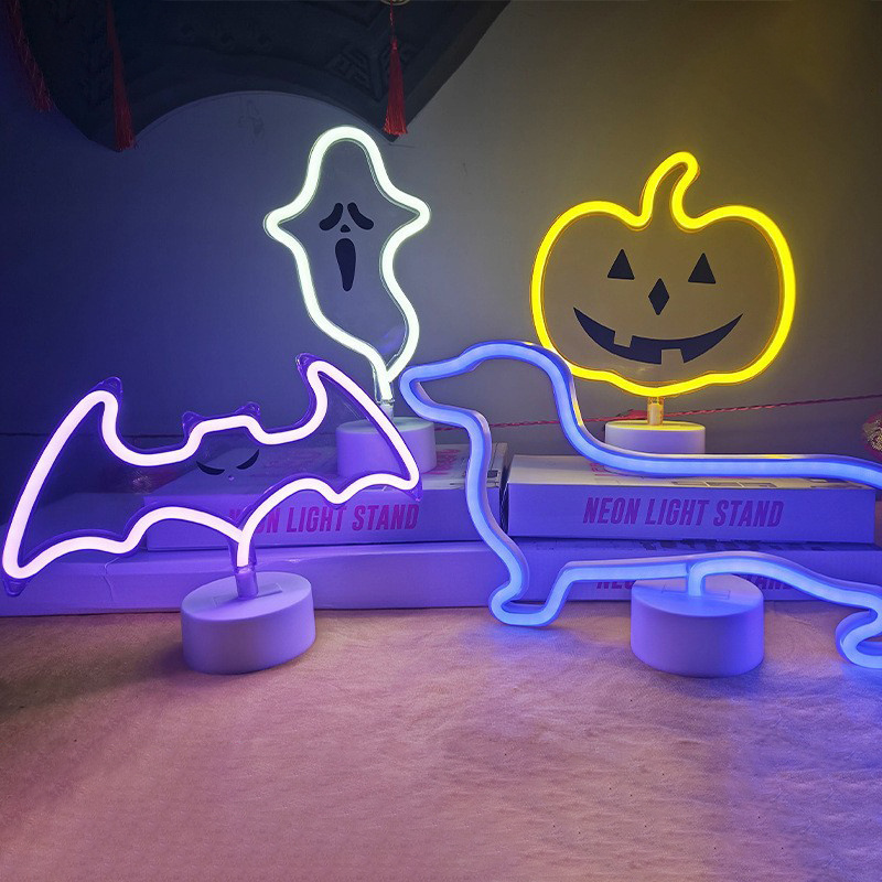 Holiday Gifts Battery Operated Cute Dachshund Dog Bat Ghost Pumpkin Shape Neon Signs Halloween Lights