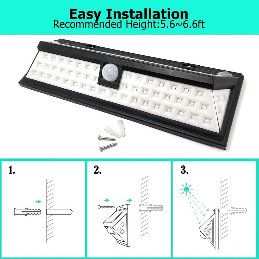 Outdoor IP65 Waterproof 3 Lighting Modes 800LM Wall Lamp 2200mAh Solar Power Rechargeable Motion Sensor 54 SMD LED Garden Light