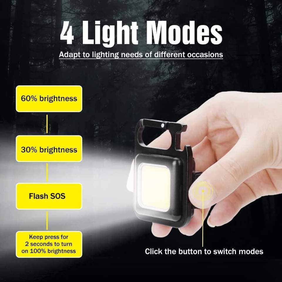 Mini Pocket LED Work Flashlight Outdoor Torchlight Emergency Lamp Portable Camping Light Bright COB Rechargeable Keychain Light