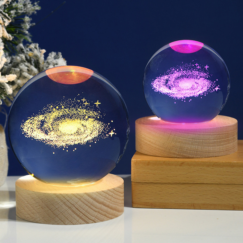 USB Power Kid Gift Lamp Galaxy Astronaut Warm RGB LED Bedside Desktop Nightlight Crystal Ball Night Light for Bedroom Decor