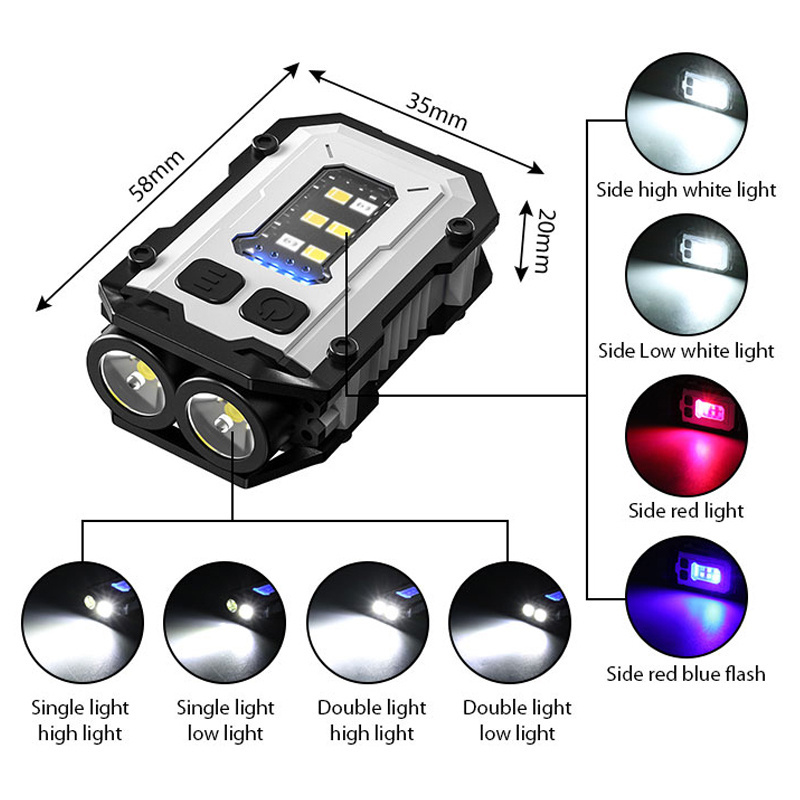 USB Rechargeable Flashlight Tail Magnet Outdoor Waterproof Work Light Camping Lamp Multifunctional Mini EDC Keychain Light