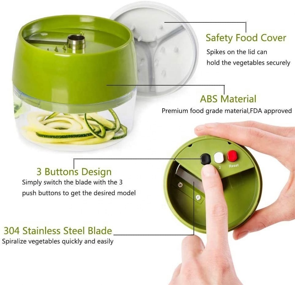 Handheld Spiralizer Vegetable Fruit Slicer 4 in 1 Adjustable Spiral Grater  Salad Tools Zucchini Noodle Spaghetti Maker