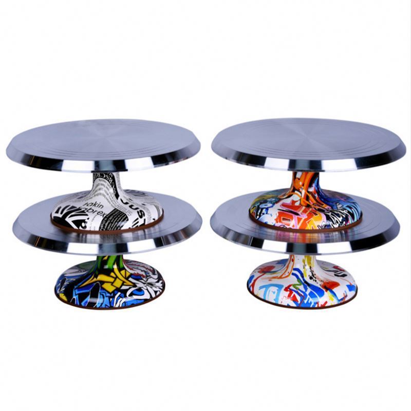 Baking Tool Stainless Steel Cake Plate Turntable Rotating Round Cakes Table Rotary Table Cake Stand