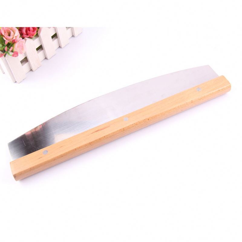 Pizza Dough Scraper Handle - Pastry Spatulas Pastry Scraper Dough Cutter Multifunction Stainless Steel with Wood Opp Bag Stocked