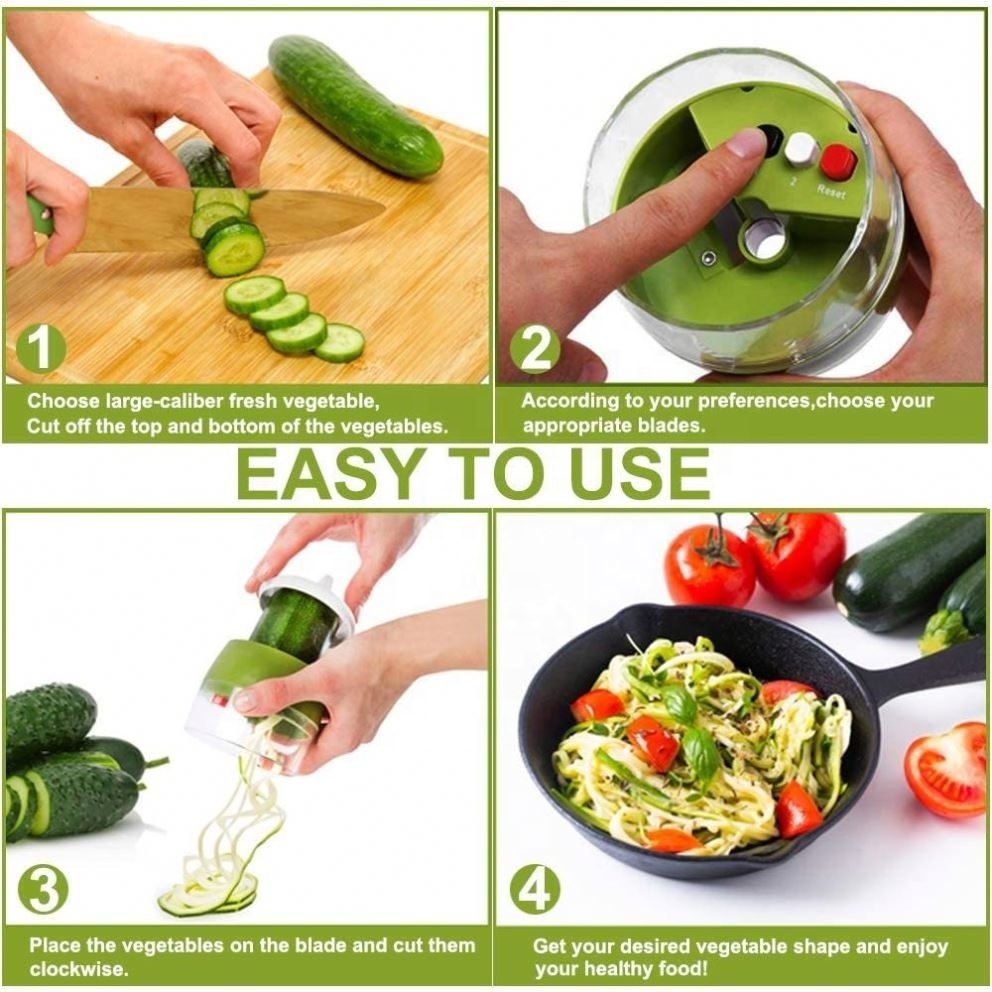 Handheld Spiralizer Vegetable Fruit Slicer 4 in 1 Adjustable Spiral Grater  Salad Tools Zucchini Noodle Spaghetti Maker