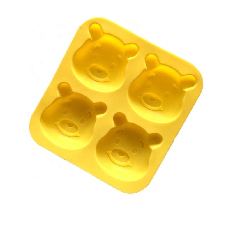 227 factory free sample 4 hole cute bear shape silicone cake mold, silicone candle molds, soap making molds