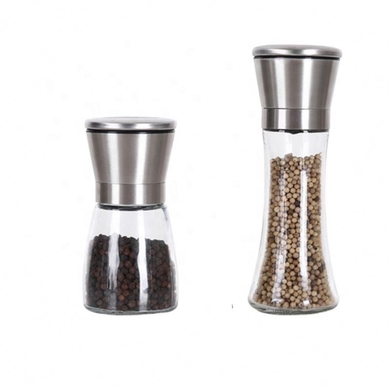 Restaurant Kitchen Home Manual Herb & Spice Tools Freshly Ground  Salt And Pepper Grinder Set pepper shaker Glass Pepper Grinder