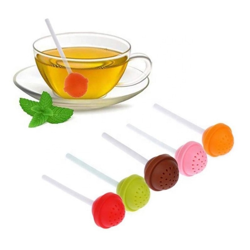 Sweet Tea Infuser Candy Lollipop Loose Leaf Mug Strainer Cup Steeper for Tea & Coffee Creative Lollipop Shape Silicon