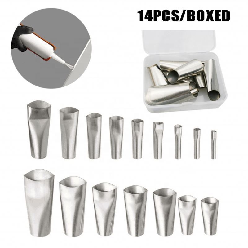 Reusable Caulking Organizer Kit 14 Pcs Stainless Steel Glue Nozzle