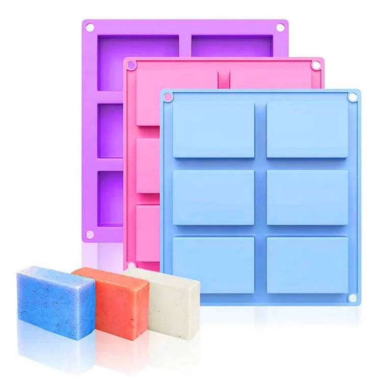 factory stock 6 Cavities Rectangle shape Silicone cake mold,  diy soap making molds, silicone candle molds