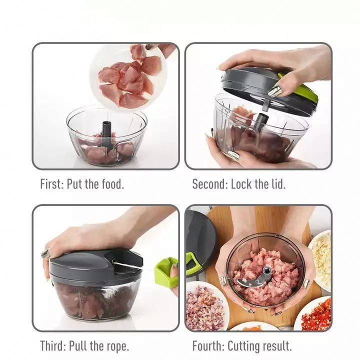 Manual Food Chopper With 3 Blades And Blender Vegetable Cutter Slicer