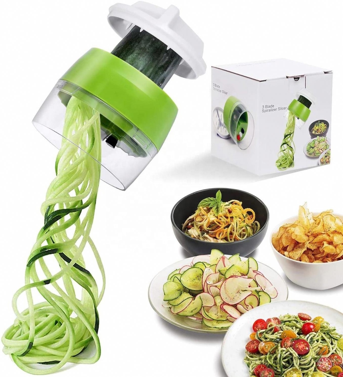 Handheld Spiralizer Vegetable Fruit Slicer 4 in 1 Adjustable Spiral Grater  Salad Tools Zucchini Noodle Spaghetti Maker