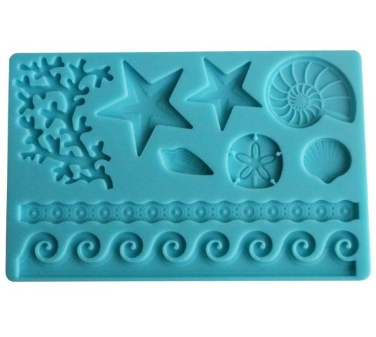 Seashell Sea Life Silicone Lace Fondant Mold Cake Side Decoration Silicon Cake Baking Mold for Decorating