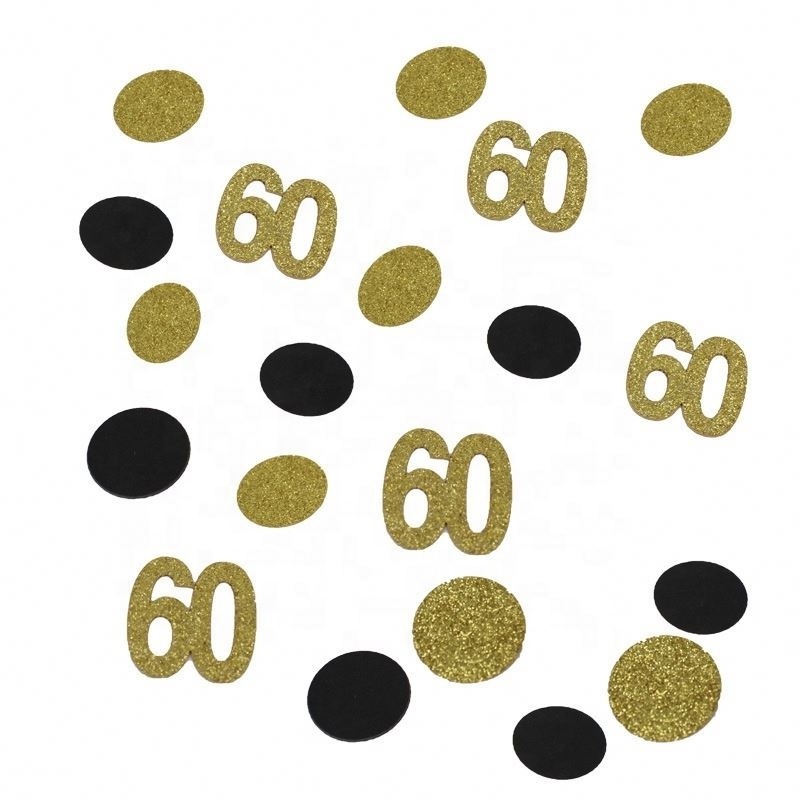 Happy Birthday Decoration Black and Gold Round Adult 30 50 60 Birthday Party Confetti