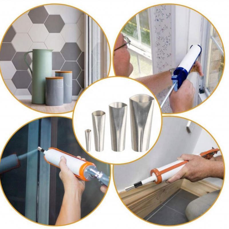 Reusable Caulking Organizer Kit 14 Pcs Stainless Steel Glue Nozzle