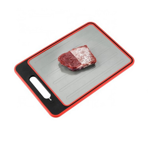 Frozen Food Vegetables Fish Meat Thawing Plate and Cutting Board Fast Meat Defrosting Tray With Knife Sharpener Garlic Grinder