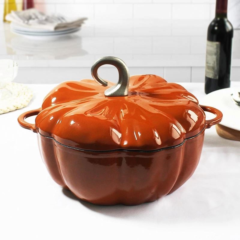 5.2KG New Enamel Cast Iron Pot Dutch Oven Cookware Design Pumpkin Creativity Coating Non Stick Casserole Pot with Lid