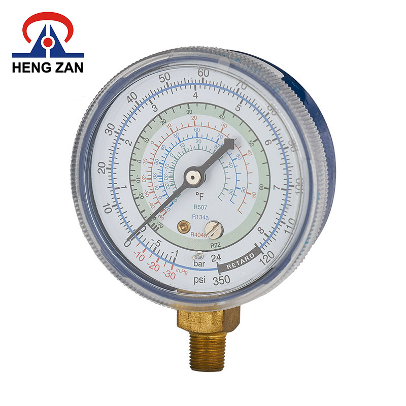 HENGZAN AC brass refrigerant r404a/r134a gas pressure gauge bourdon tube manifold gauge