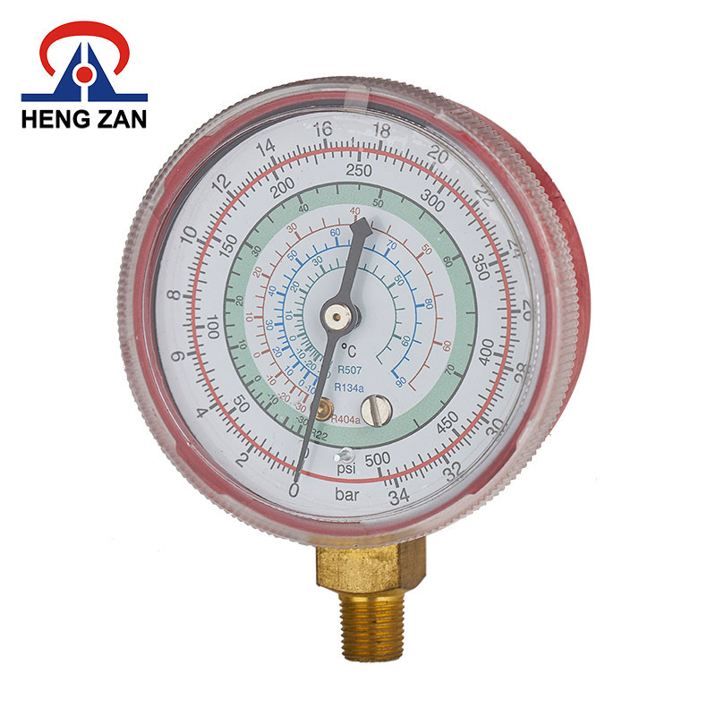 HENGZAN AC brass refrigerant r404a/r134a gas pressure gauge bourdon tube manifold gauge