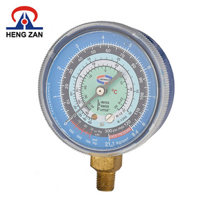 HENGZAN AC brass refrigerant r404a/r134a gas pressure gauge bourdon tube manifold gauge