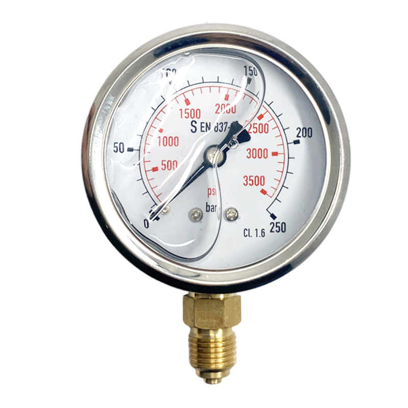 Manometer China Manufacture Test Iron Industrial Hydrogen Manometer Oil Filled Jack Fuel Differential Oil Pressure Gauge